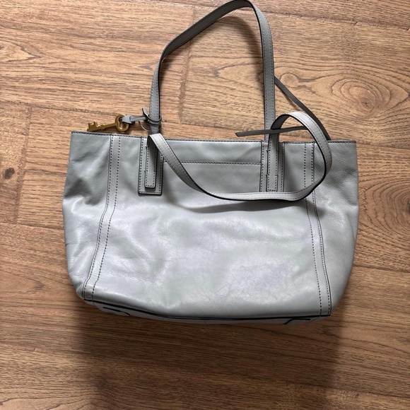 Grey Fossil leather tote bag - Picture 2 of 3